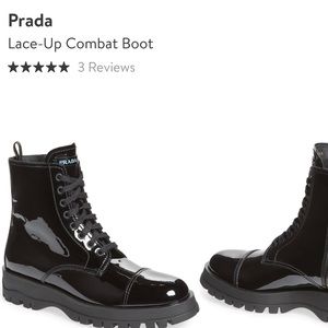 Prada patent leather lace up combat boot size 38
